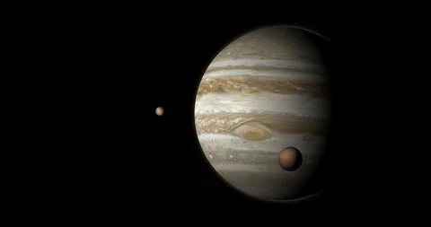 Jupiter planet with moons orbiting Stock Footage 88141820