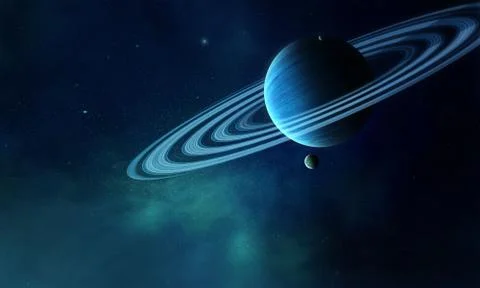 Jupiter planet, nebula, space abstract illustration in blue and blue colors Stock Illustration