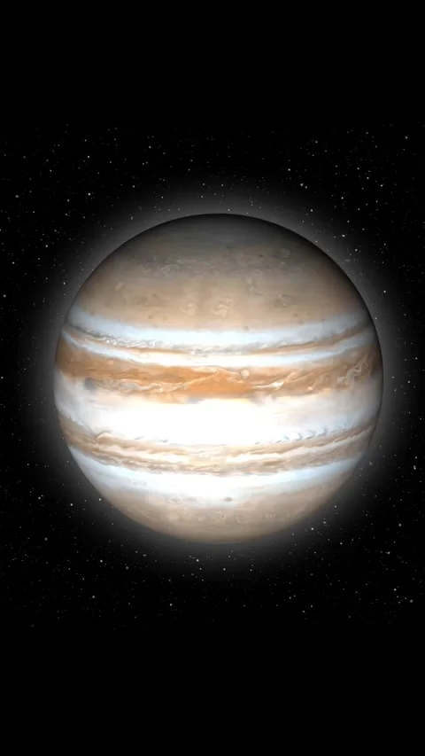 Jupiter planet rotation animation vertical video space seamless loop 4K UHD.. Stockbeeldmateriaal 344282309