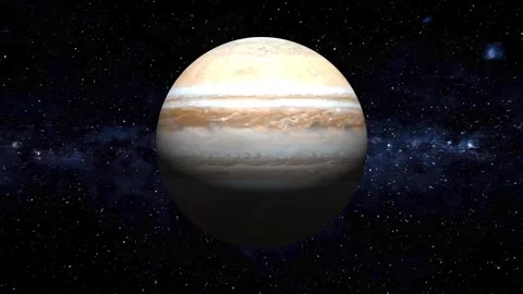 Jupiter planet with swirling clouds and Great Red Spot in deep space with s.. Stock Footage 321592060