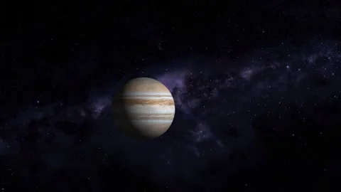 Jupiter positioned beside the milky way galaxy in a cosmic scene Stock Footage 337367196