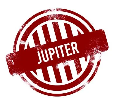 Jupiter, red grunge button, stamp 스톡 일러스트