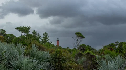 Jupiter Red Lighthouse in Storm Palm Beach County Florida Stockbeeldmateriaal 42798979