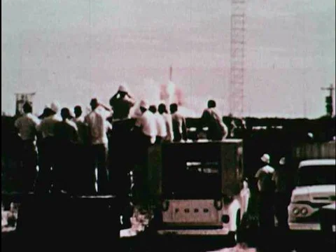 The Jupiter rocket is launched in 1957, and footage is seen from Sputnik's Stock Footage 74936381