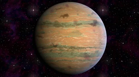 Jupiter rotates on a background of the starry sky. Video animation  loop cycle Stock Footage 62692913