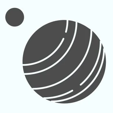 Jupiter solid icon. Planet with satellite. World space week design concept Stock Illustration