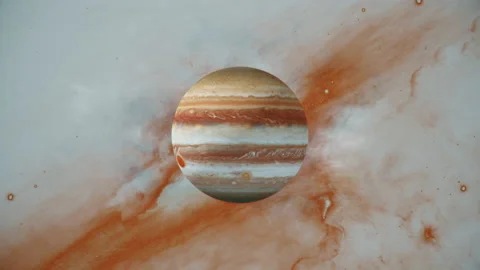 Jupiter in space with bright background of universe. Jupiter in solar system 스톡 동영상 161129518