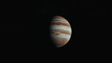 Jupiter in space orbiting cinematic look 4k Stock Illustration