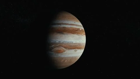 Jupiter in space orbiting cinematic look 4k Stock Illustration