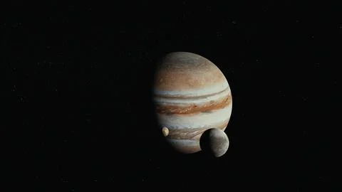 Jupiter in space orbiting cinematic look 4k Stock Illustration