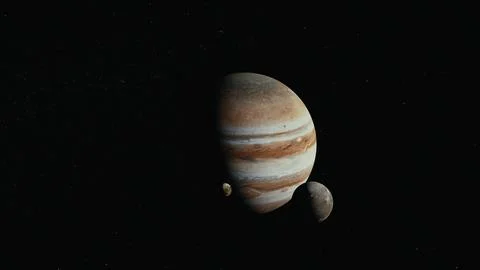 Jupiter in space orbiting cinematic look 4k Stock Illustration