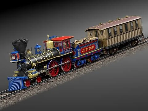 Jupiter Steam Train 1868 3D Model