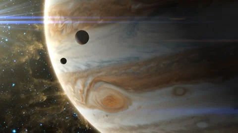 Jupiter Storm and Moons Stock Footage 33547227