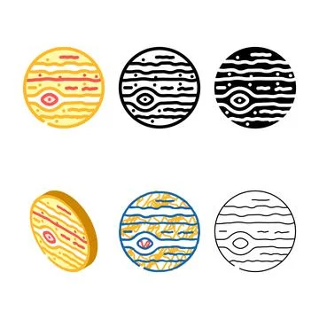Jupiter styles planet color icon vector Stock Illustration