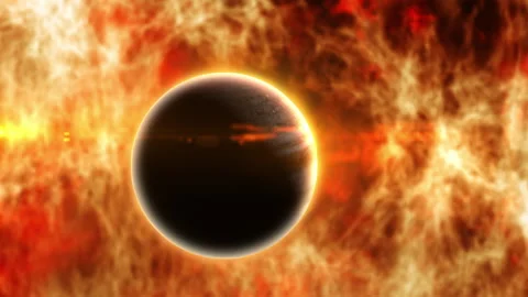 Jupiter with Sun Background animation abstract sci fi background Stock Footage 243499206