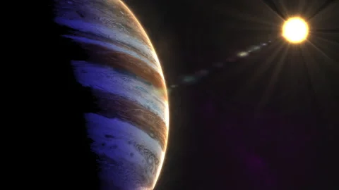 Jupiter with Sun Stock Footage 163543907