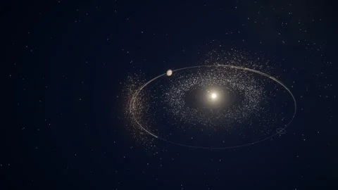 Jupiter Trojan Asteroids and Solar System Orbits Seamless Loop Vídeo Stock 347126986