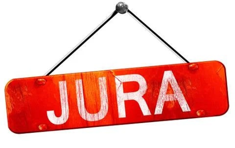Jura, 3D rendering, a red hanging sign Stock Illustration