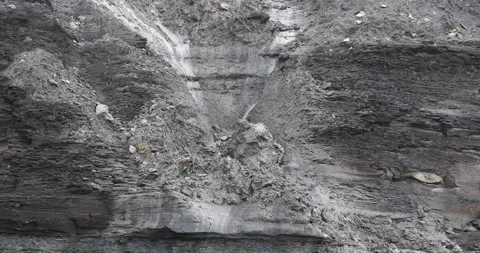 Jurassic cliffs slumping onto the beach of Charmouth in Devon. Stock Footage 302493743