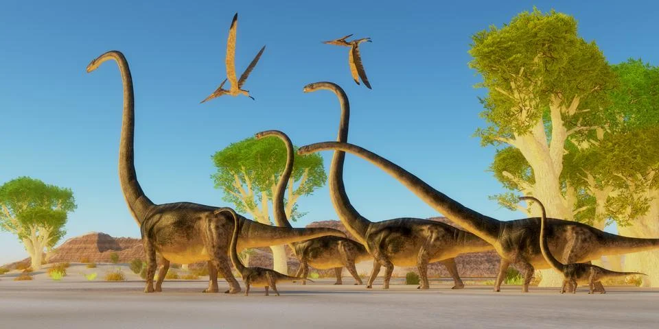 Jurassic Omeisaurus Forest 库存插图