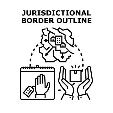 Jurisdictional border outline concept receiving legal rights Stockillustratie