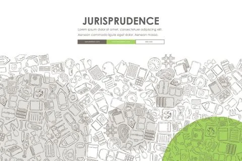 Jurisprudence Doodle Website Template Design Stock Illustration