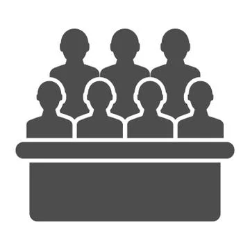 Jury box solid icon. Group vector illustration isolated on white. Audience glyph Stock Illustration