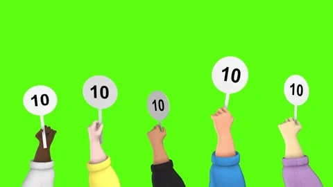 Jury. High marks. Green background. Video stock 295310413