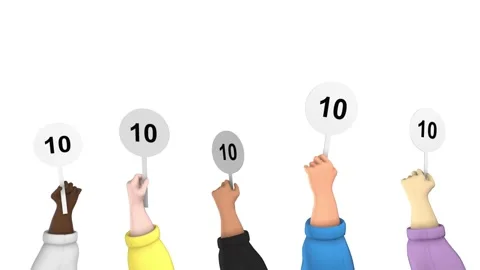 Jury. High marks. White background. Stock Footage 295310436