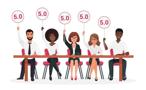 Jury Panel Giving Five Star Ratings Stock Illustration