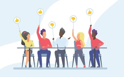 Jury voting flat vector illustration Stock Illustration