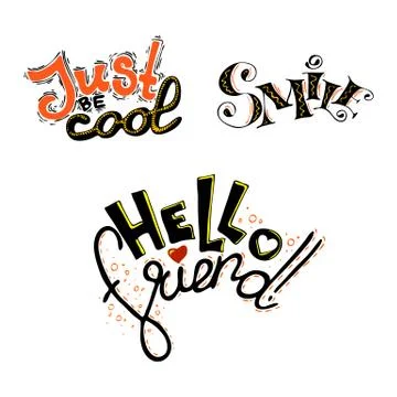 Just be cool text. Vector black lettering isolated on white background. Stock Illustration