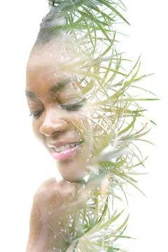 Just Be. Creative Double Exposure portrait Stock Photos