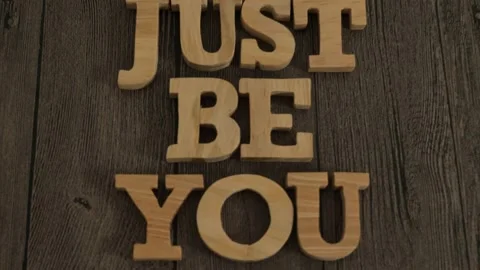 Just be you, text words typography written with wooden letter, life and bus.. Vídeo Stock 237853388