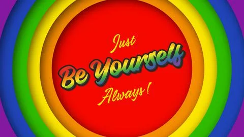 Just be yourself. Always. Text lettering on rainbow lgbt background.  illustr Stock Illustration