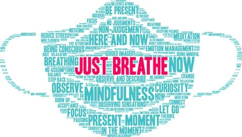 Just Breathe Word Cloud Stock Illustration