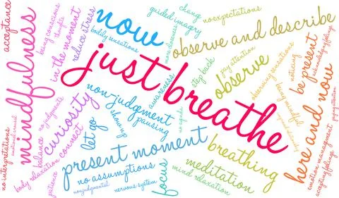 Just Breathe Word Cloud Ilustração Stock