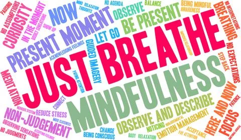 Just Breathe Word Cloud Illustrazione stock