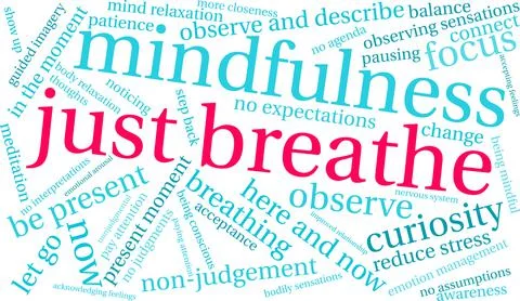 Just Breathe Word Cloud Ilustração Stock