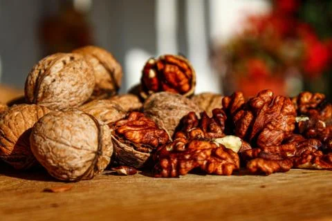 Just cleaning walnuts Stock Photos