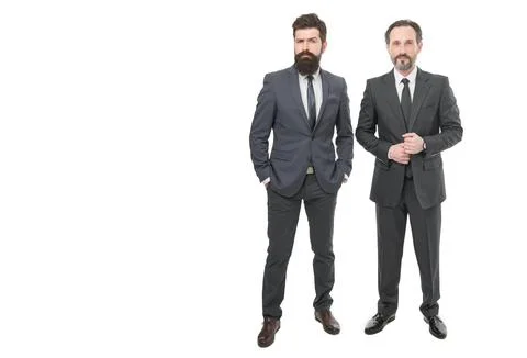 Just cool dudes. Successful men. Businessmen isolated on white. Bearded men in Stock Photos