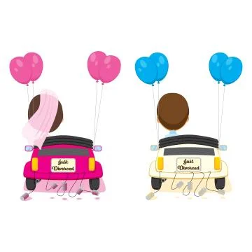 Just Divorced Couple Separate Ways Illustrazione stock