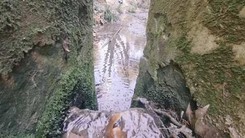 Just before falling the stream's waterfall Video stock 103473180