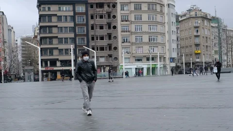 Just a few people are seen in streets in istanbul amidst the coronavirus Stock Footage 127017953