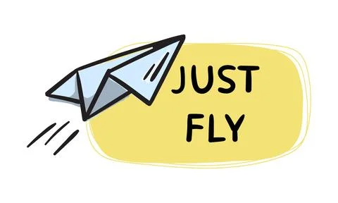 Just fly Simple vector sticker with paper airplane Stock Illustration