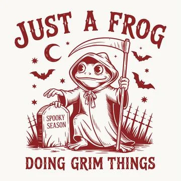 Just a frog doing grim things funny halloween frog grim reaper spooky seaso.. Stock Illustration