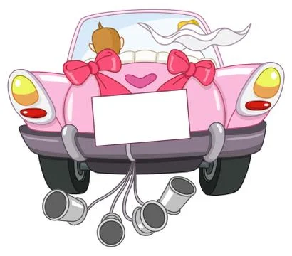 Just married car Stock Illustration