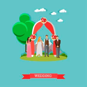 Just married couple concept vector illustration. Design elements and icons in Ilustração Stock