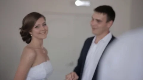 Just married couple is dancing at wedding party. Stock Footage 83404702