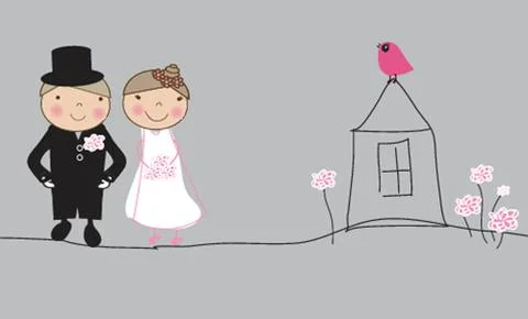 Just married couple Stock-Illustration